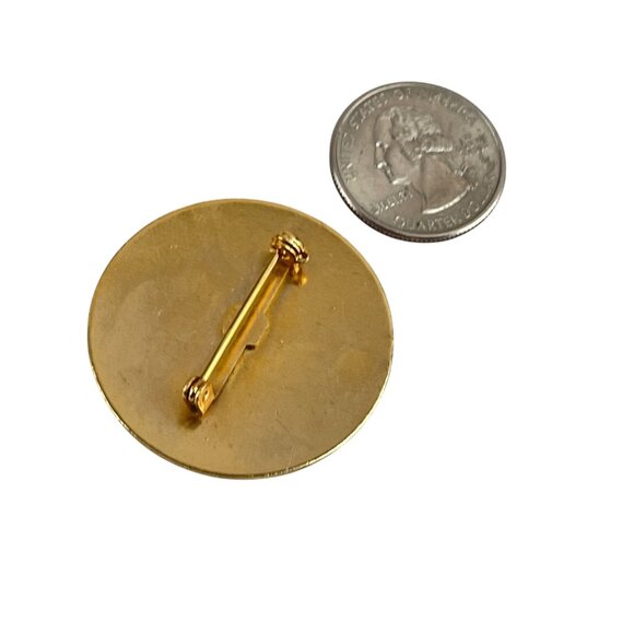 Vintage Holiday Snowflake Lapel Pin Blue & Purple Glitter Round Enamel Design - Picture 5 of 5